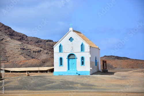 фотографія A white small Christian old traditional church on Sal Island, Cape Verde, Cabo V