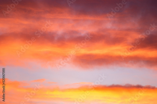 Red and yellow clouds in the sunset sky