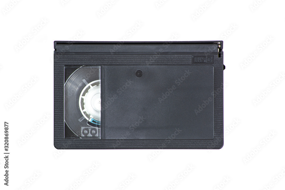 Obraz premium Old cassette for VHS camera on a white background