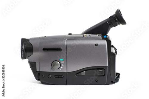 Old VHS video camera,isolated on white background