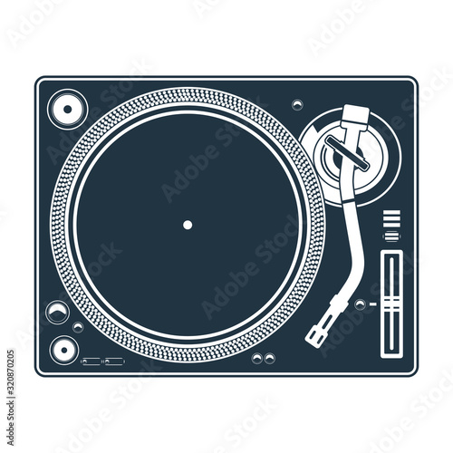 dj mixing turntable set vector illustration