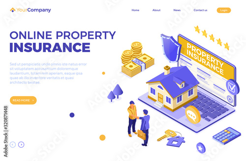 Online Propery House Insurance Isometric