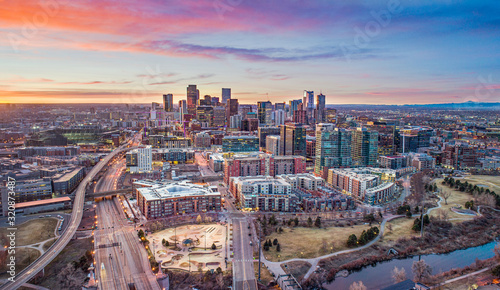 Denver Colorado CO Downtown Skyline Aerial photo