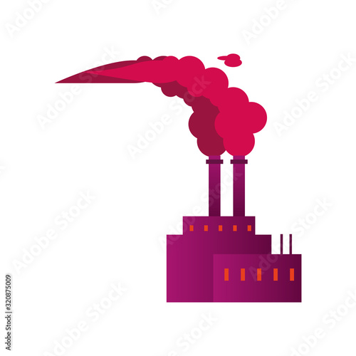 factory with polluting chimneys scene