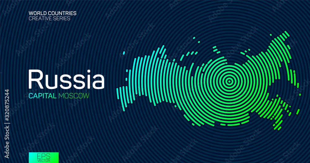 Abstract map of Russia with circle lines Abstract map of Russia with circle lines