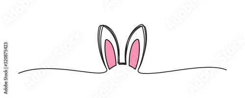 Obraz na plátne Doodle black Easter bunny ears scribble banner
