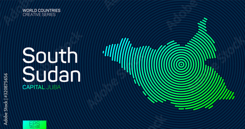 Abstract map of South Sudan with circle lines
