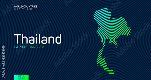 Abstract map of Thailand with circle lines