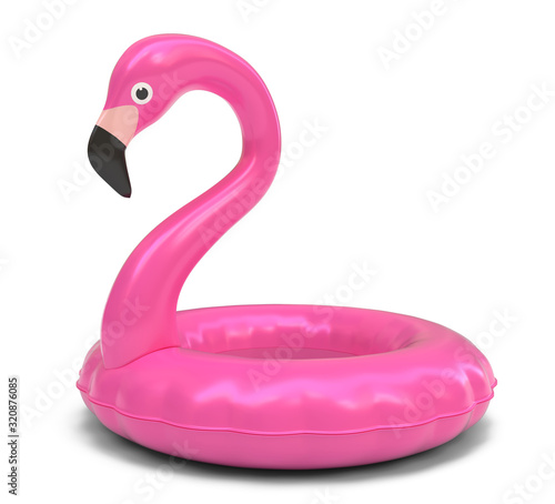 Pink flamingo isolated on white background 3d rendering