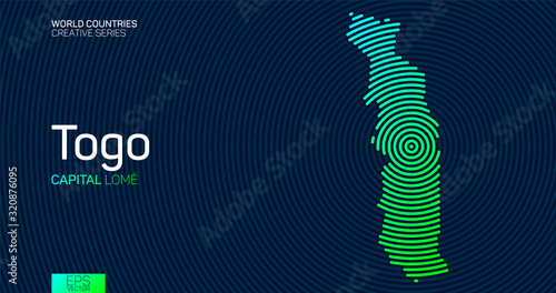 Abstract map of Togo with circle lines