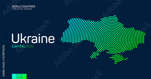 Abstract map of Ukraine with circle lines