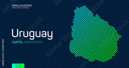Abstract map of Uruguay with circle lines