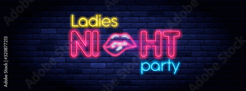 Ladies night party neon banner