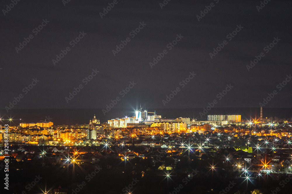 Naklejka premium Night European city views from a height