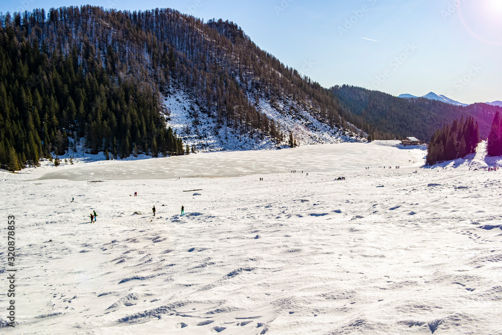 Snowy view at Calaita lake, Siror - Trentino Alto Adige