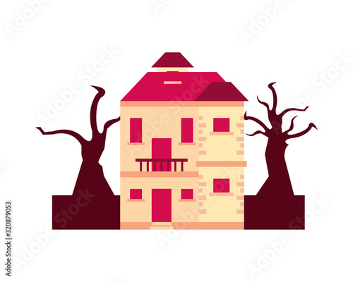 house in forest dry global warming scene