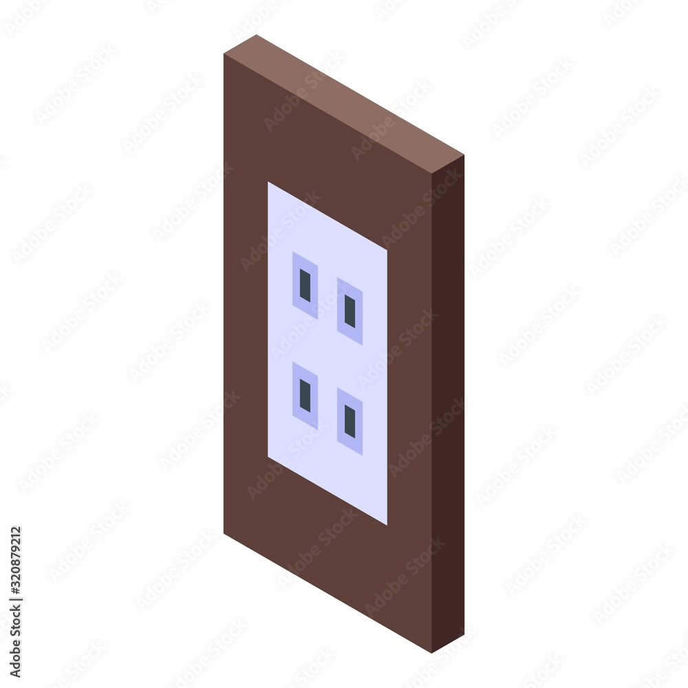 Wood frame power socket icon. Isometric of wood frame power socket vector icon for web design isolated on white background Wood frame power socket icon. Isometric of wood frame power socket vector icon for web design isolated on white background
