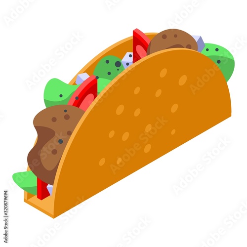 Mexican tacos icon. Isometric of mexican tacos vector icon for web design isolated on white background