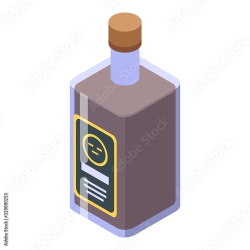 Whiskey bottle icon. Isometric of whiskey bottle vector icon for web design isolated on white background
