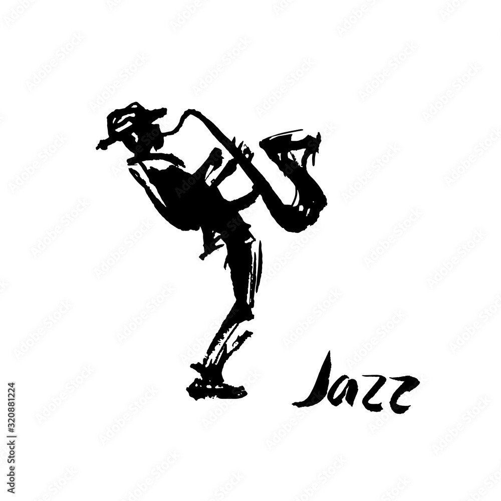 Silhouette of a man playing the saxophone Silhouette of a man playing the saxophone