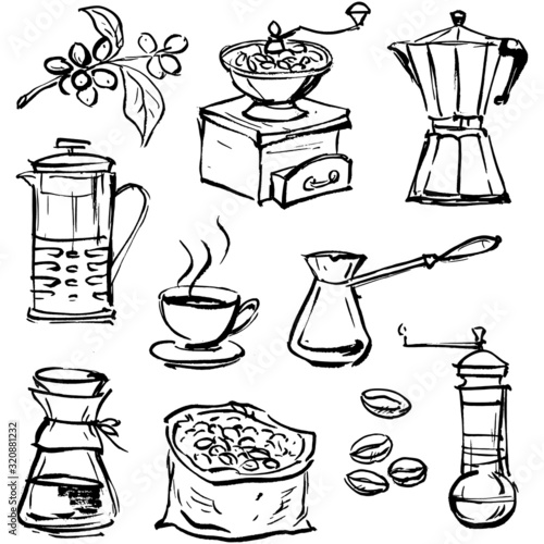 Set of coffee illustrations.