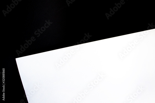 white and black paper minimal abstract background  business card with copy space  