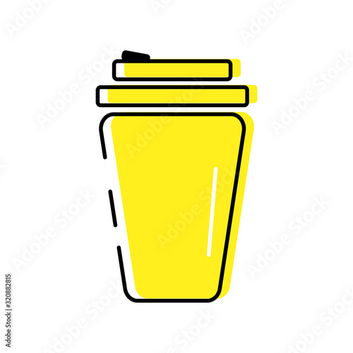 Yellow Protein cocktail shaker icon flat. Illustration isolated vector sign symbol. On a white background, isolated. For printing cards, web, menu design.