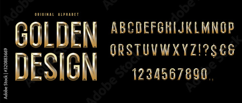 Vector Extra Golden Rich Font. Best Luxury Modern Alphabet Letters, Numbers and Symbols.