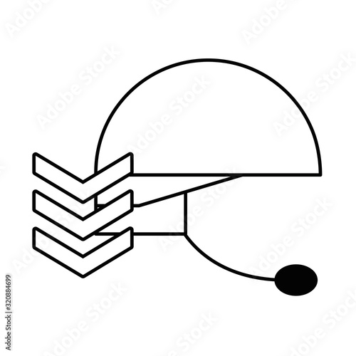 military force helmet with microphone isolated icon