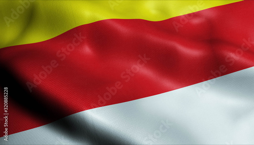 3D Waving Colombia City Flag of Melgar Closeup View photo