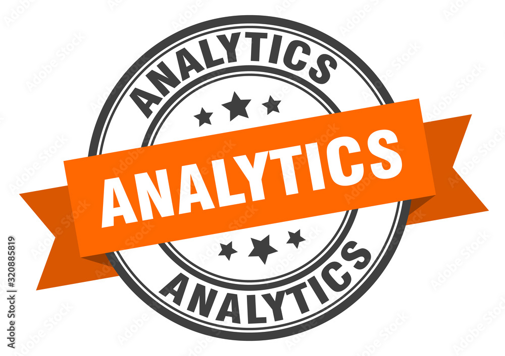 Fototapeta premium analytics label. analyticsround band sign. analytics stamp