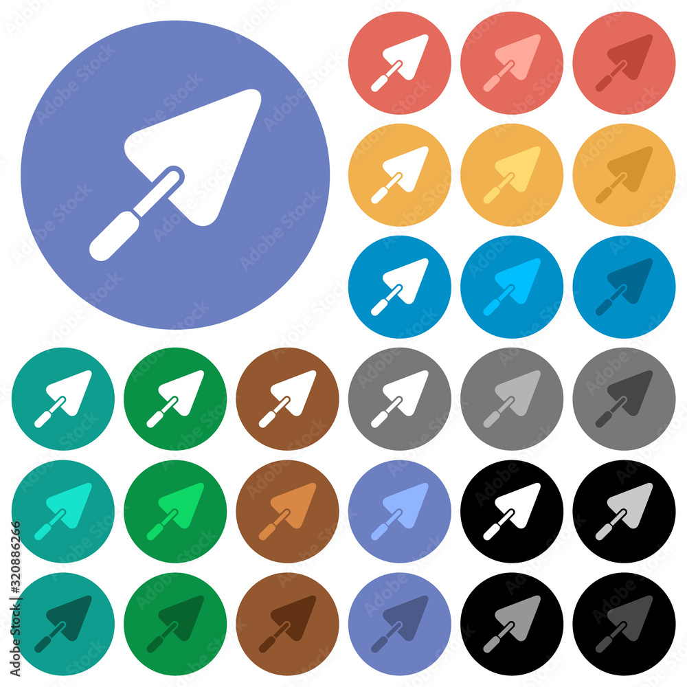 Trowel round flat multi colored icons Trowel round flat multi colored icons