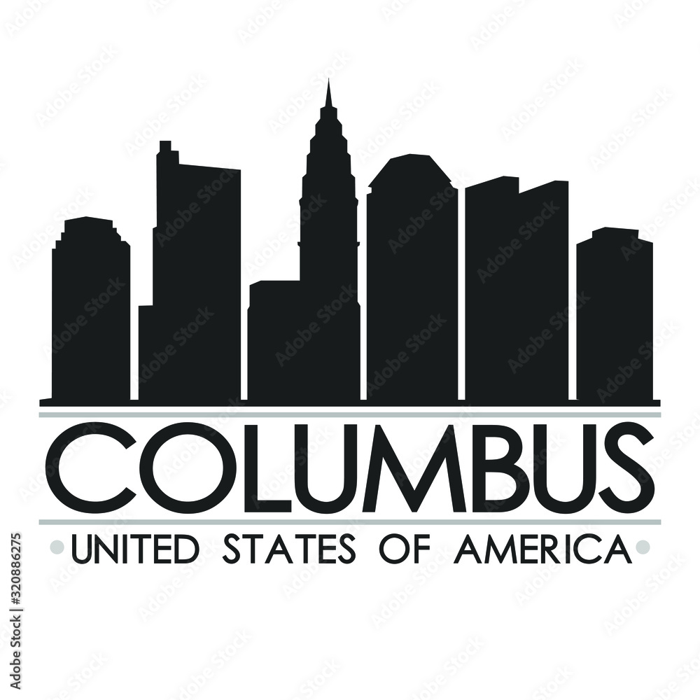 Columbus Ohio Skyline Silhouette Design City Vector Art Travel.
