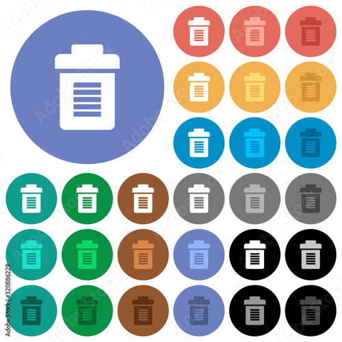 Full trash round flat multi colored icons