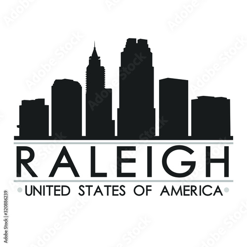 Raleigh North Carolina Skyline Silhouette Design City Vector Art Travel.