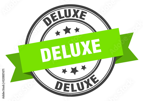 deluxe label. deluxeround band sign. deluxe stamp