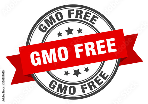 gmo free label. gmo freeround band sign. gmo free stamp
