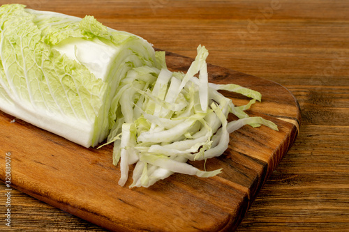 Chopped Chinese Cabbage, Napa Cabbage or Wombok photo