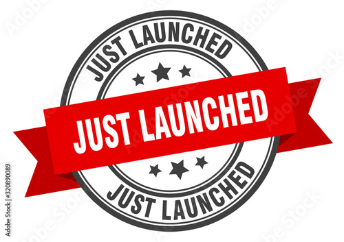 just launched label. just launchedround band sign. just launched stamp