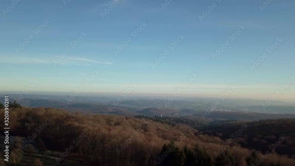 Beautiful aerial view during day with clear blue sky of Odenwald Heidelberg Germany. Beautiful aerial view during day with clear blue sky of Odenwald Heidelberg Germany.
