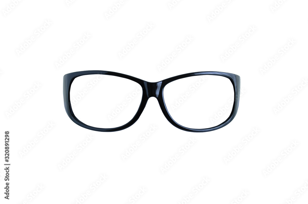 Fototapeta premium Black frame glasses on a white background. White isolate.
