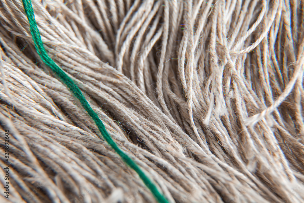 Macro shot of flax threads. Natural texture or fiber pattern.