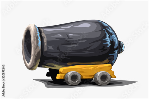 cartoon retro cannon on white