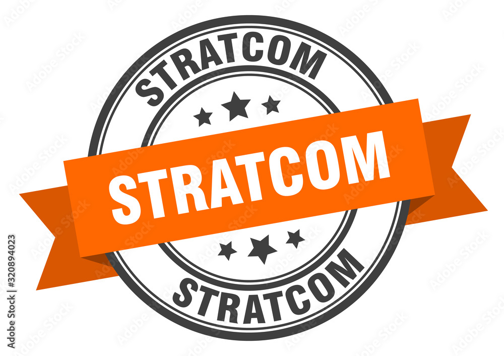 stratcom label. stratcomround band sign. stratcom stamp