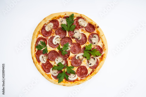 tasty pizza for restaurant menu on a light background10