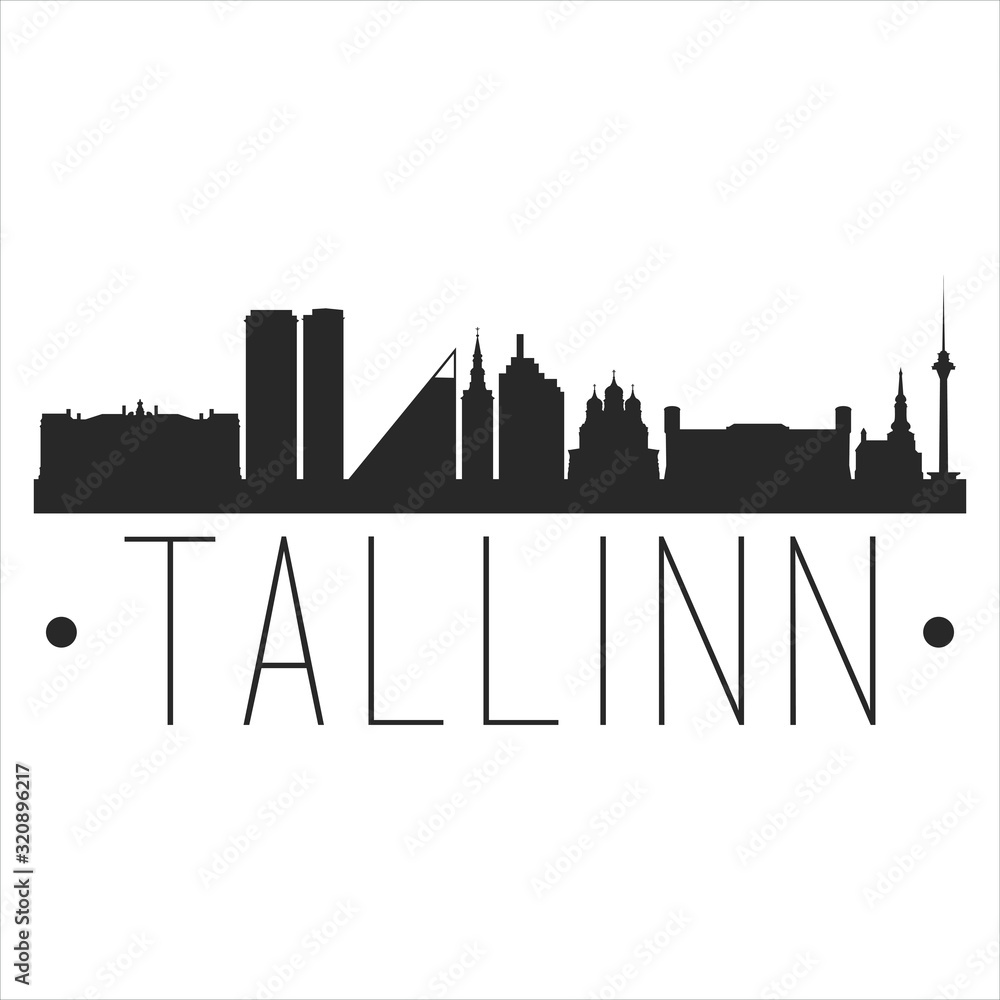 Tallinn Estonia. City Skyline. Silhouette City. Design Vector. Famous Monuments.