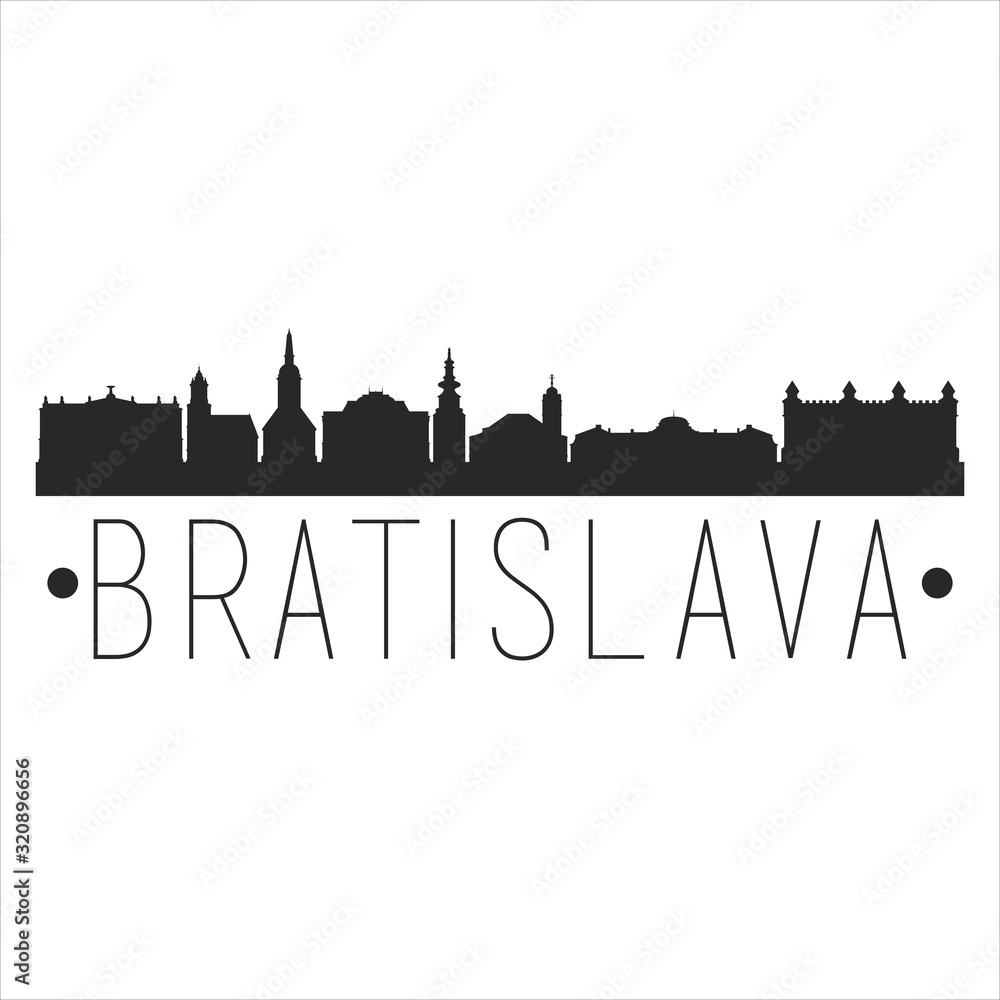 Bratislava Slovakia. City Skyline. Silhouette City. Design Vector. Famous Monuments.