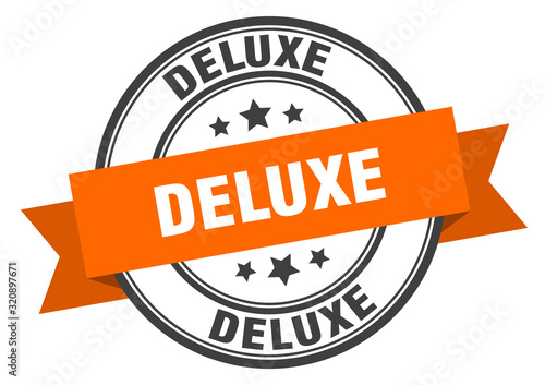 deluxe label. deluxeround band sign. deluxe stamp