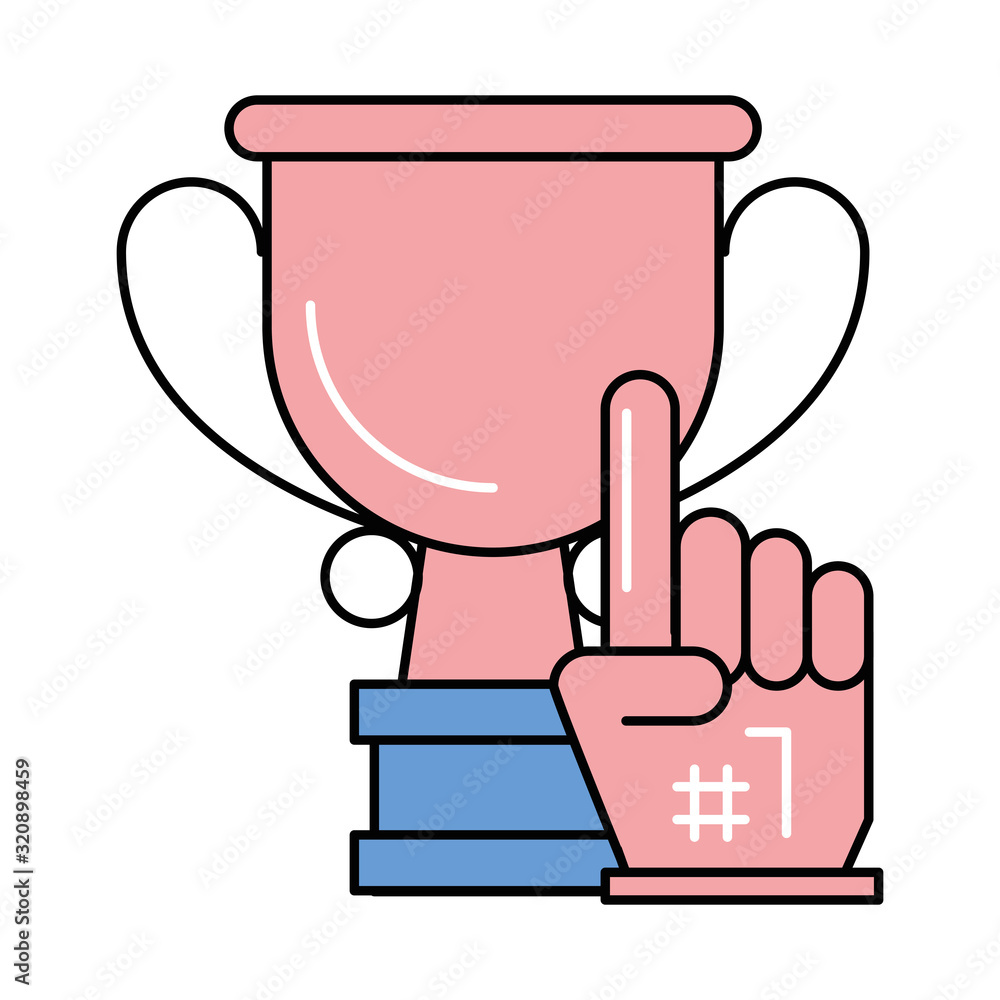 trophy cup award with number one glove trophy cup award with number one glove