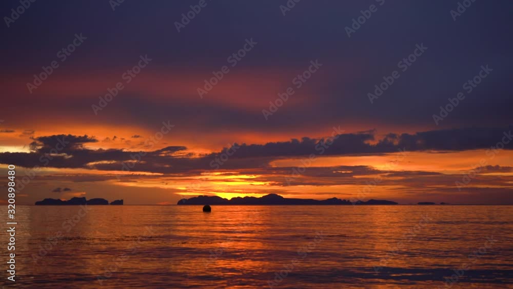 Amazing orange sunset in Koh Jum beach, Thailand, Amazing orange sunset in Koh Jum beach, Thailand,